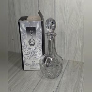 Vtg Gorham Clear Cut Crystal Decanter Ornate Stopper Original Box BarWare German